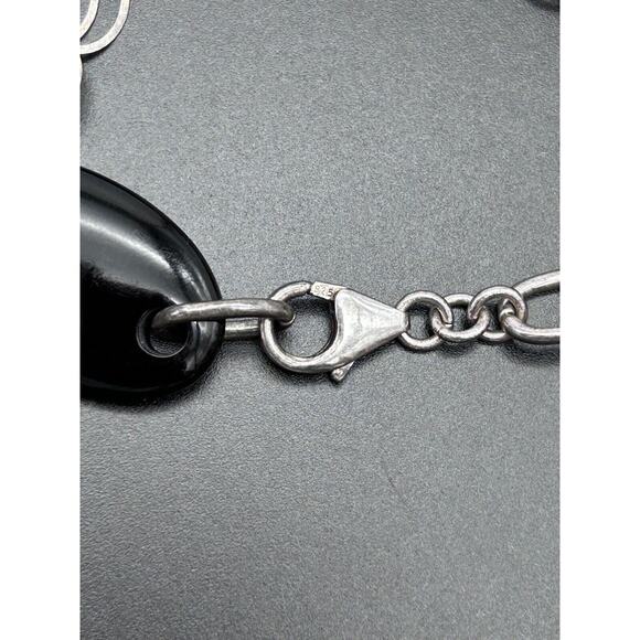 Chateau D’Argent Sterling Silver Onyx Bracelet Chain Link 8” - Picture 7 of 8